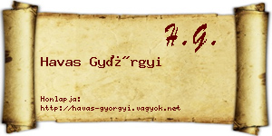 Havas Györgyi névjegykártya